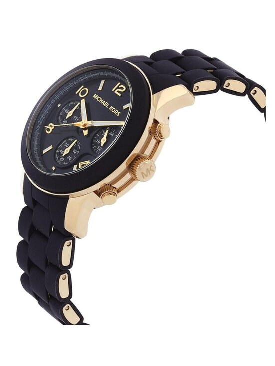 NWT Michael Kors Runway Chronograph Quartz Black Dial Ladies Watch